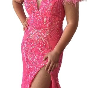 Ava Presley Size 12 prom formal dress feathers